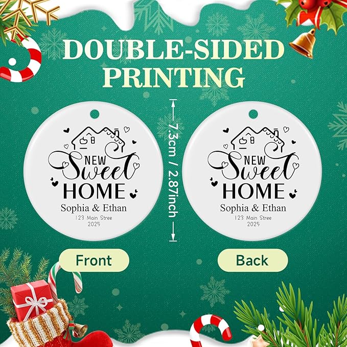 Personalized First Christmas in Our New Home Ornament 2025, Housewarming Gifts New House Photo Christmas Ornaments Christmas Tree Decoration, House Warming Gifts for Couples Owners Men Women