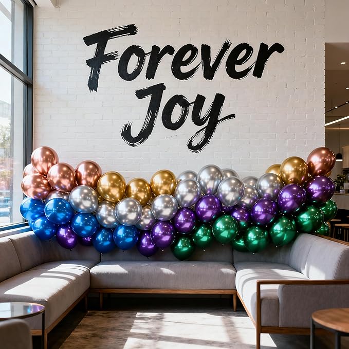 Chrome Metallic Balloons 66 Pack, 12 Inch Shiny Latex Helium Party Balloons Garland Kit with Assorted Colors for Birthdays Weddings Baby Showers Graduation Arch Decorations