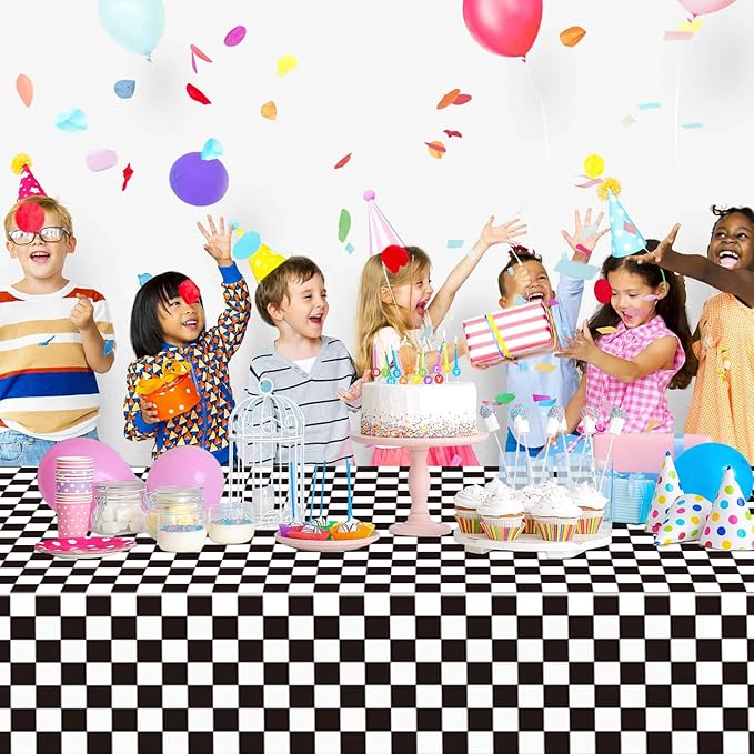 3 Pack Black and White Gingham Tablecloth Rectangular Buffalo Checkered Tablecloths Disposable Plastic Plaid Table Cover for Parties, Outdoor Picnic, Birthday, Wedding, Camping 54 × 108 Inch