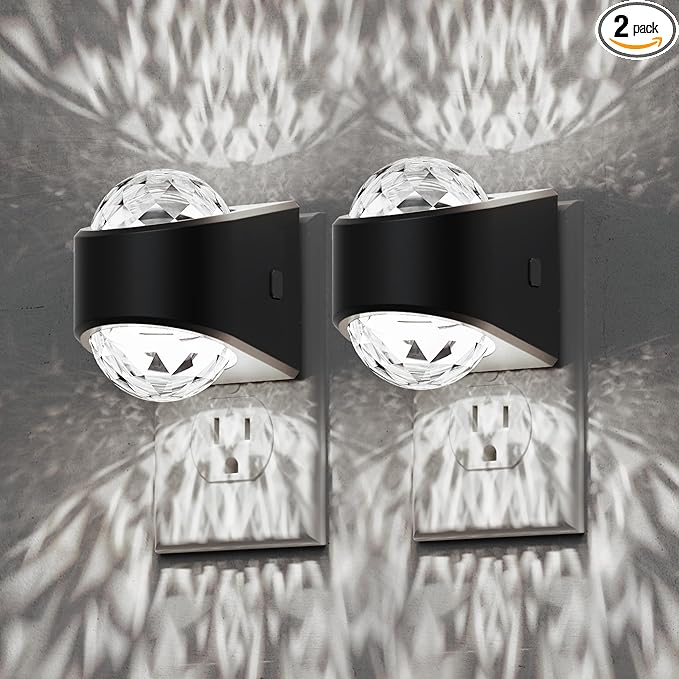 L LOHAS LED Night Lights Plug into Wall 2 Pack,Night Light for Kids with Dusk to Dawn Sensor,5000K Daylight White Projector Light for Kids Playroom Home Theater Party