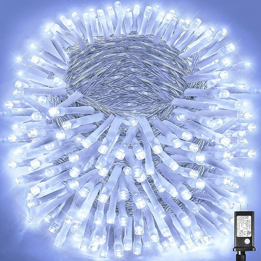 800 LED Christmas Lights Outdoor 262FT Christmas String Lights 8 Modes Clear Wire Waterproof Plug in Twinkle Fairy String Lights for Indoor Outdoor Home Party Garden Decoration, Cool White
