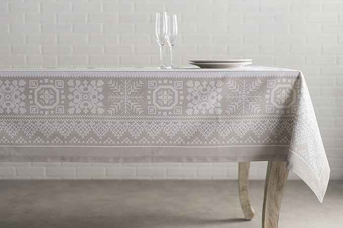 Maison d' Hermine Table Cloth Rectangle Table 100% Cotton 60 x 120 Inches Fall Tablecloth Reusable Everyday Use for Thanksgiving Christmas Decorations Dining Farmhouse Party (Cozy Christmas)