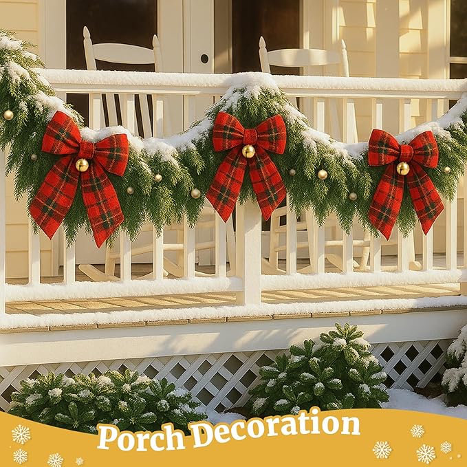Upgraded 2X Thickened Lush Full Realistic Appearance 6FT Christmas Garland Non-Break Premium Quality Pine Garland for Mantle, Fireplace, Stairs, Indoor & Outdoor Christmas Decorations (1Pcs)