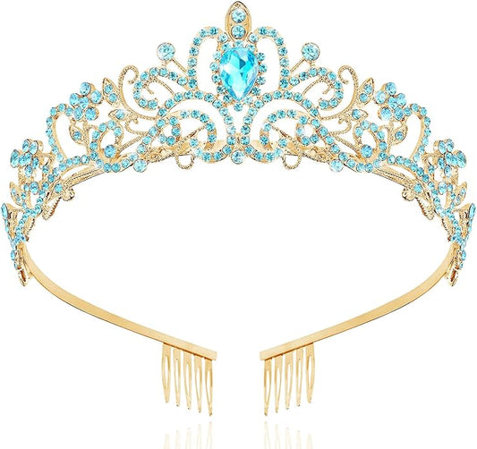 TAROSE Crowns for Women and Girls, Queen Crystal Gold Silver Tiaras with White Rhinestone and Combs, Goddess Crown for Wedding Bride Birthday Princess Bridal Shower Hair Accessories for Women