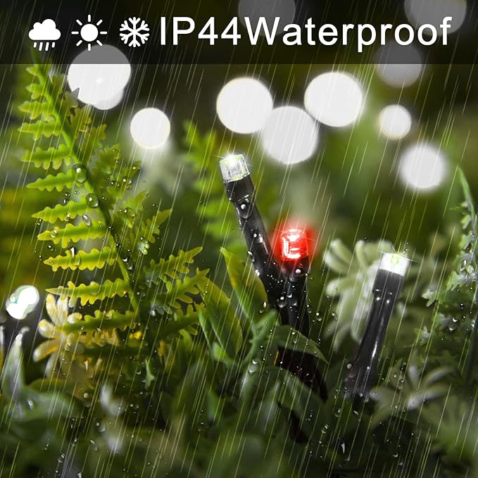 YEGUO 66ft 200 LED Christmas Lights Outdoor Waterproof, 8 Modes Purple String Lights Plug in, Green Wire Twinkle Tree Lights Indoor with Timer Memory