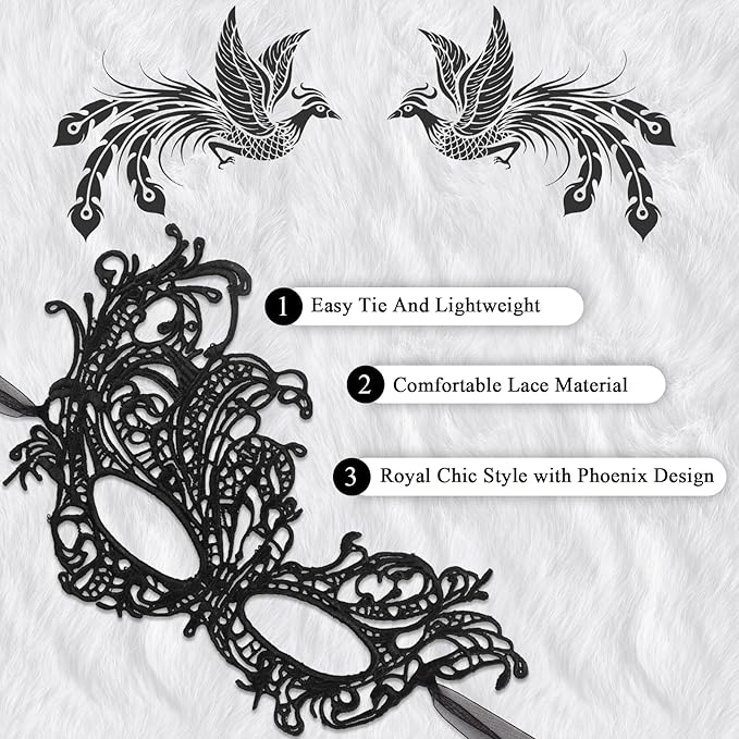 Exlinonline Lace Masquerade Mask Elastic,Fit for Adult,Soft Gentle Material,Specially For Costume,Thememed Party
