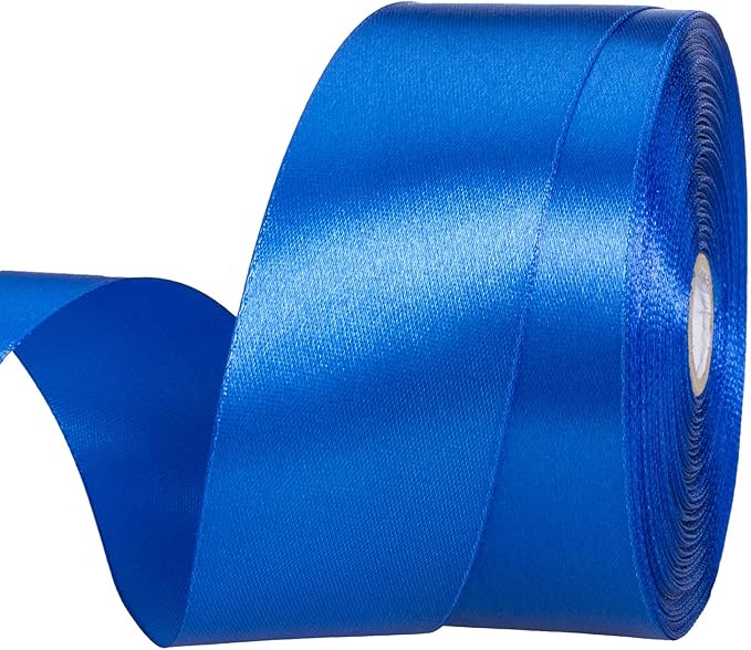 1 1/2 Inch Royal Blue Solid Satin Ribbon, 50 Yards Craft Fabric Ribbon for Gift Wrapping Floral Bouquets Wedding Party Decoration