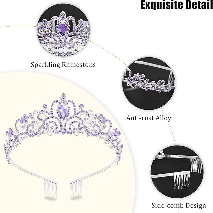 TAROSE Crowns for Women and Girls, Queen Crystal Gold Silver Tiaras with White Rhinestone and Combs, Goddess Crown for Wedding Bride Birthday Princess Bridal Shower Hair Accessories for Women