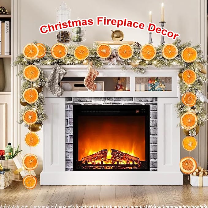 Christmas Decorations, 10ft Dried Orange Slice Christmas Garland, Rustic Orange Garland for Mantle Front Door Fireplace Home Wall Doorway Window Christmas Tree Porch Farmhouse Indoor Decor, 3 Pack