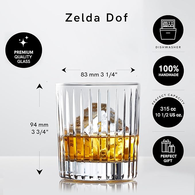 Whiskey Glasses Set of 2 - Clear Shot Glasses Bar - Crystal Tumblers for Drinking Scotch Bourbon Whisky Cocktail Cognac Vodka - Premium Quality Drinking Glasses - Best Idea for Christmas Gift – 10oz