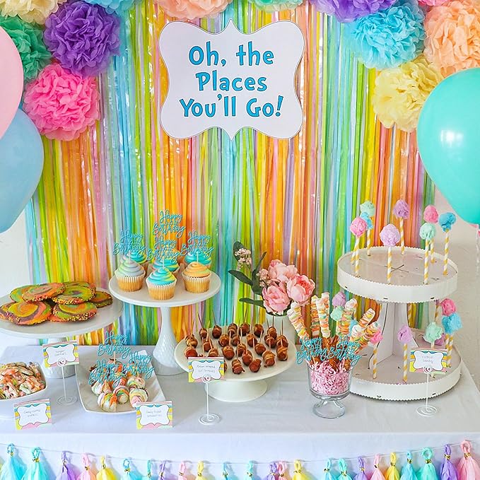 24 PCS Happy Birthday Cupcake Toppers Glitter Picks for Celebrating Anniversary Theme Party Cake Decorations Supplies - Lake Blue