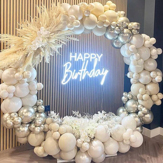 Sand White and Gold Confetti Balloons, 12 Inch Metallic Gold Beige Latex Balloons for Boho Birthday Wedding Bridal Baby Shower Engagement Anniversary