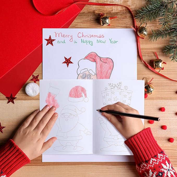 Faccito 24 Pcs Bulk Christmas Coloring Books for Kids Mini Coloring Books Party Favors Xmas DIY Art Drawing Kits for Stocking Stuffer Christmas Party Supplies Goodie Bags Gifts Activities Filler