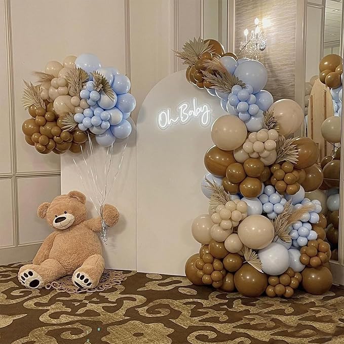 Brown Balloons 113PCS, Different Sizes Light Brown Balloon Garland Arch Kit 18/12/10/5 Inch, Tan Caramel Mocha Helium Latex Balloons Coffee Brown Party Balloons for Teddy Bear Birthday Boho Decoration