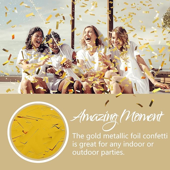 BATTIFE 16Pack Gold Metallic Confetti Sticks, Confetti Flick Flutter Shoots Popper for Graduation, Birthday Party, Wedding, Anniversary Parties Supplies, Square, 7.8inch