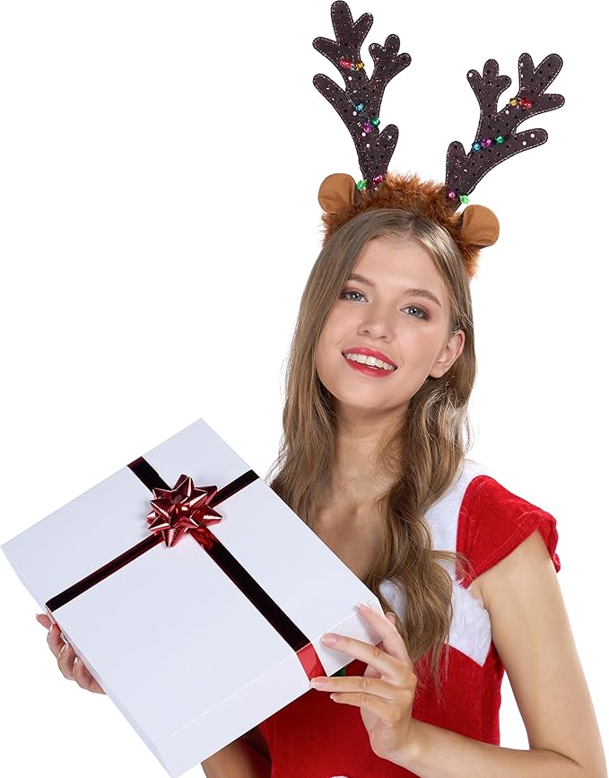 JOYIN 4 PCS Christmas Light Up Antler Headband, Long Antler Headband for Adult Kids Christmas Party Favor Supplies Xmas Accessories Holiday.