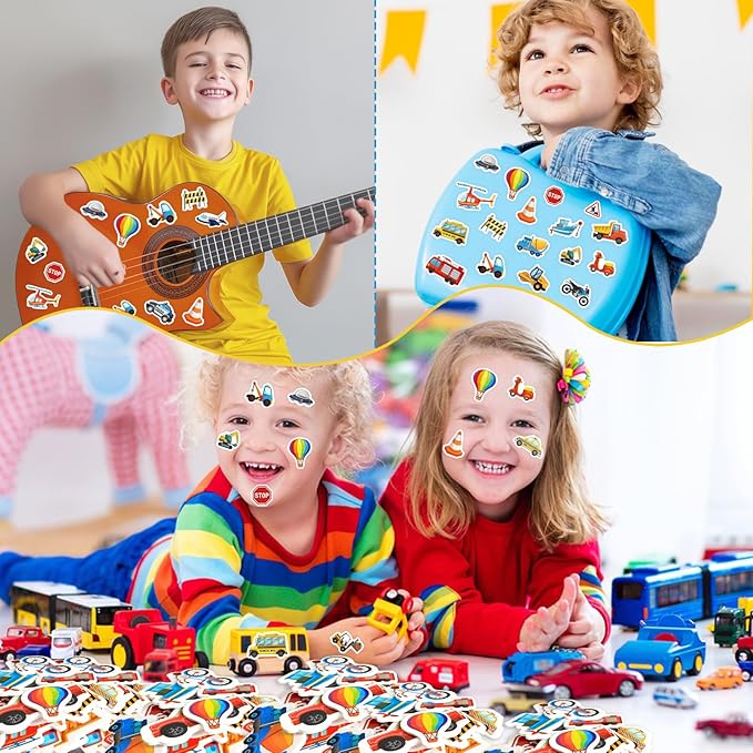 300Pcs Transportation Foam Stickers, Self-Adhesive Truck Cartransportation Stickers Car Foam Decals Sticker Decorations for Home Office School Classroom DIY Art Craft Party Supplies