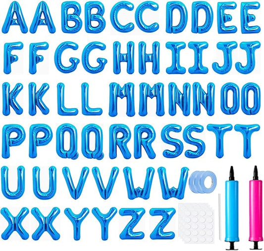LIOZEOKUN Letter Balloons 16 Inch Alphabet A-Z Mylar Foil Balloons 2 Set for Wedding Birthday Party Decoration Banner Custom Phrase 52 Pcs