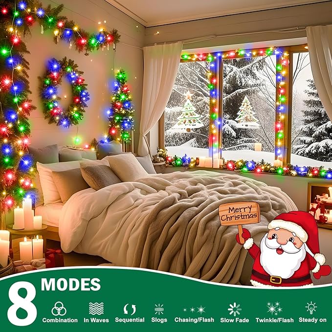 SAUIRS 403FT 1000 LED Christmas Lights Outdoor String Lights with 8 Modes Timer Waterproof Fairy Light Plug in for Outside Indoor Party Xmas Palm Tree Yard Wedding Decorations(Multicolor)