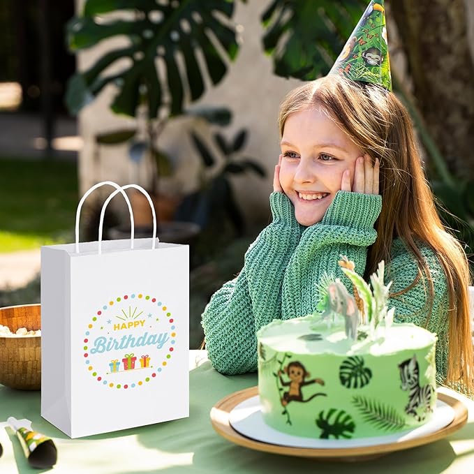 MESHA Gift Paper Bags 12000 PACK 8x4.25x10.5'' White Medium Shopping Kraft Bags Bulk with Handles Reusable for Business,Grocery,Birthday,Wedding,Kids Party,Favors