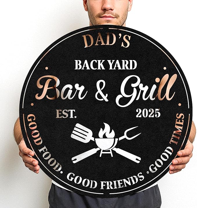 Custom BBQ Grill Metal Sign Personalized Name Wall Art for Outdoor Barbecue Patio Kitchen Backyard Decor Gift for Dad Husband Men Papa Grandpa Father Grilling Enthusiasts Family Lover Funny Gifts 65