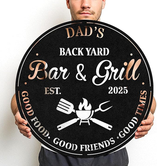 Custom BBQ Metal Sign Personalized Grill Name Wall Art for Outdoor Kitchen Patio Backyard Decor Fathers Gift for Dad Grandpa Husband Barbecue Smoker Area Sign, Grilling Lover Gifts 65