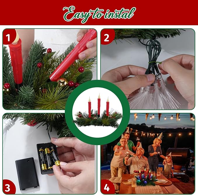 Aokudoni Christmas Decorations: Christmas Table Centerpieces with Artificial Pine Branches Berries Candles Indoor Xmas Decorations for Dining Tables Fireplace Mantel