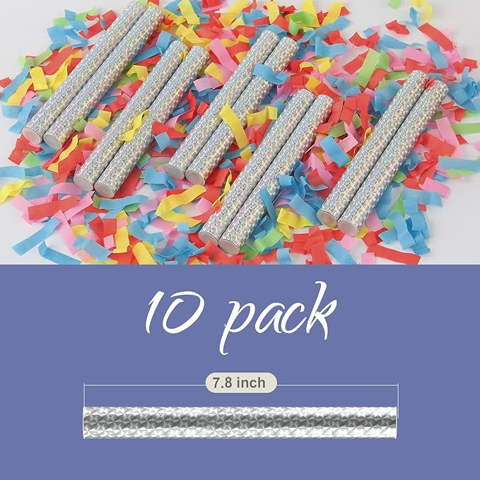 BATTIFE 10Pack Colorful Confetti Wands, Confetti Shoot Poppers, Tissue Paper Flick Flutter Sticks for Wedding Celebrations, Anniversary, Birthday Parties, Multi-color 7.8inch