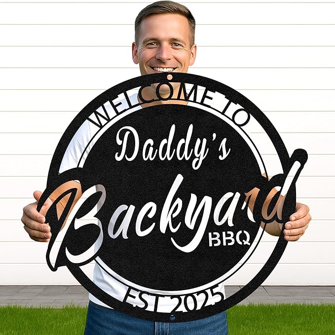 Custom BBQ Grill Metal Sign Personalized Name Wall Art for Outdoor Barbecue Patio Kitchen Backyard Decor Gift for Dad Husband Men Papa Grandpa Father Grilling Enthusiasts Family Lover Funny Gifts 41