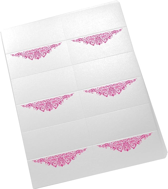 Paisley Printable Place Cards, Fuschia (Choose Color), Set of 60 (10 Sheets), Laser & Inkjet Printers - Wedding, Party, Dinner, and Special Events - Made in the USA