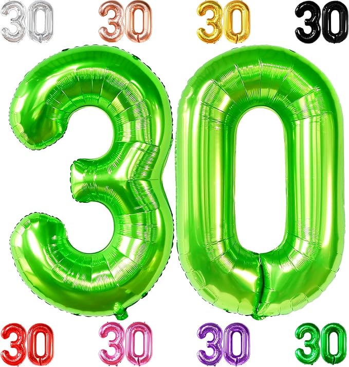 KatchOn, Light Green 30 Number Balloon - 40 Inch | Mylar Green 30 Balloon Number, 30th Birthday Decorations | Number 30 Balloons for Birthdays | 30 Number Balloon, 30th Anniversary Party Supplies