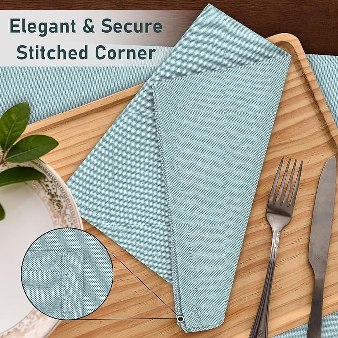 Ruvanti Cloth Napkins Set of 6, 18x18 Reusable Napkins Cloth Washable, Soft & Durable Table Napkin, Poly Cotton Fabric Dinner Napkins for Parties, Christmas, Thanksgiving, Weddings - Baby Blue