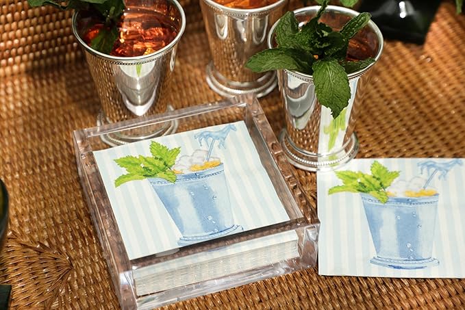 Caspari Acrylic Cocktail Napkin Holder, Clear, 1