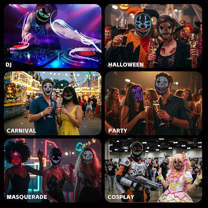 LED Mask with APP & Gesture Control - Perfect for Cosplay, Masquerade Balls & Party Costumes for Adult Unisex Mask