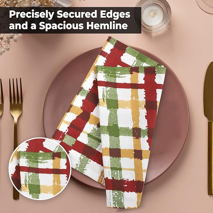 Urban Villa Cloth Napkins Autumn Prints Dinner Napkins Set of 12 20X20 100% Cotton Absorbent Washable Durable Reusable Cloth Napkins Ideal for Farmhouse Party Thanksgiving Harvest Fall Dinner Napkins