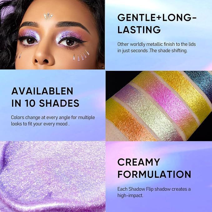 MAKI YIKA 5Pc Glitter Eyeshadow Liquid Multichrome Eyeshadows Long Lasting, Metallic Chameleon Eye Shadow Smudgeproof Holographic Eye Topper Glitters (#1+2+3+5+6)