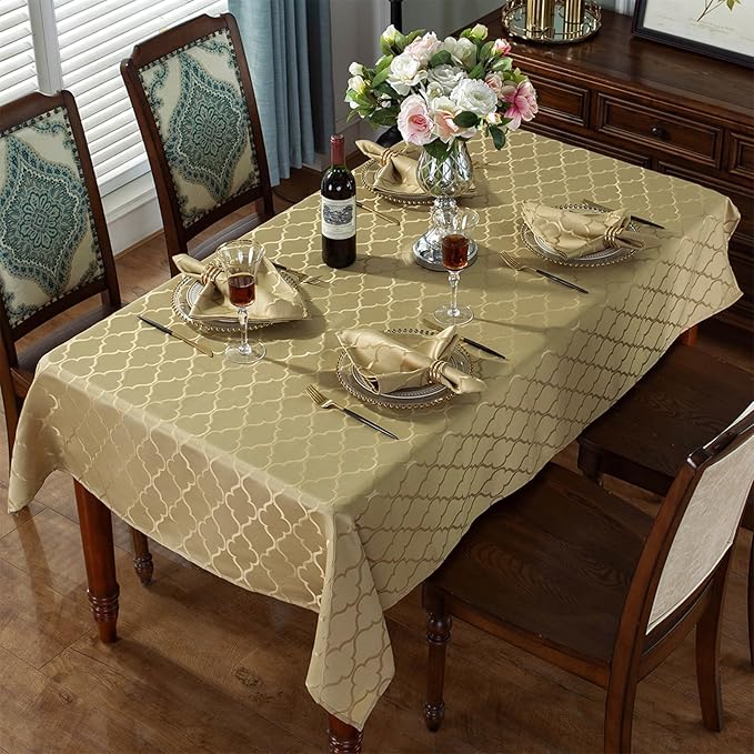 SASTYBALE Jacquard Napkin Flower Pattern Polyester Table Cover - Spill Proof, Wrinkle Resistant, Dust-Proof - Gold, 20x20
