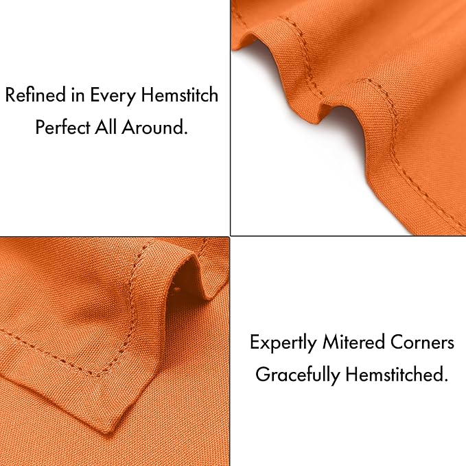 Ruvanti Cloth Napkins - 100% Cotton Dinner Napkins, Hem Stitched Corners, 18x18 Inch, 12 Pack - Soft, Absorbent, Durable, Reusable, Wrinkle Resistant for Formal Dining & Everyday Use - Orange Peel