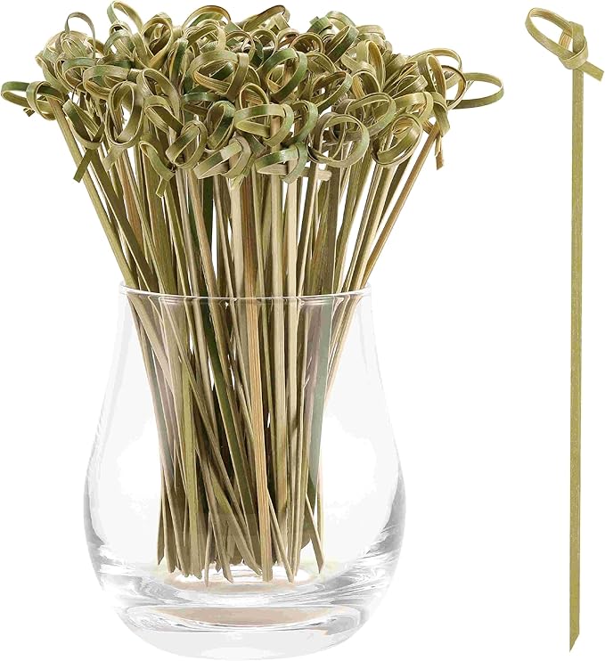 200 PCS Cocktail Picks, 4.7 Inch Toothpicks for Appetizers, Natural Bamboo Knot Skewers, Mini Food Sticks, Fancy Tooth Picks for Drinks,Fruit,Charcuterie,Cocktail Garnish Accessories, Party Supplies