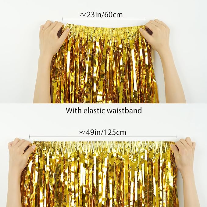 GREATRIL Foil Fringe Skirts Skirts for Birthdays Cheeleading Dance Performances - 4 Packs