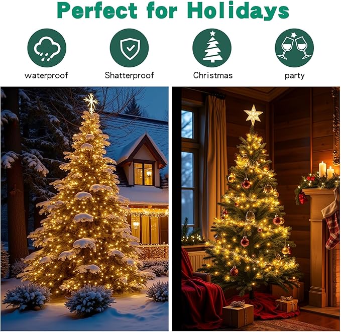 LED Christmas String Lights 20FT 100 Count, Mini Christmas String Lights Waterproof, Warm White Mini LED Lights Plug in, Outdoor Christmas Lights for House, Tree Lights for Patio Garden Porch