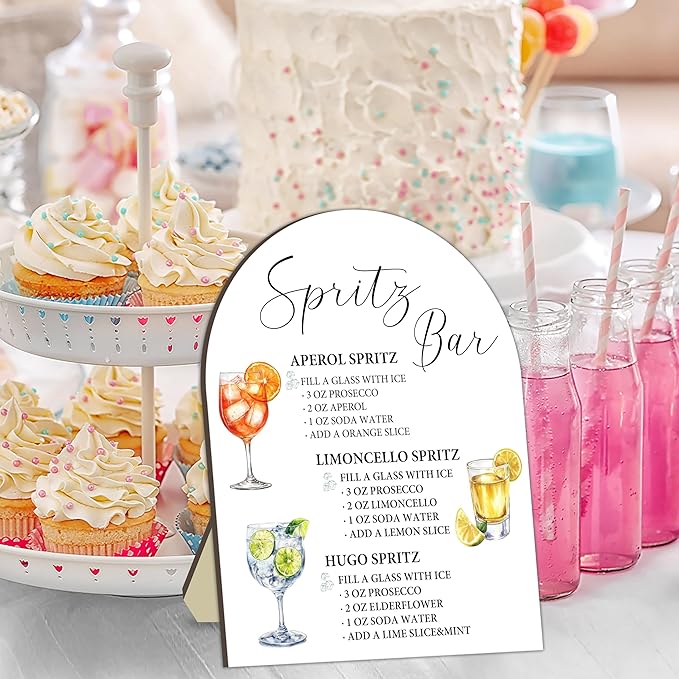 Spritz Bar Sign Sign, Spritz Bar Sign for Wedding Party, Cocktail Signs for Bride Shower, Cocktail Recipe Card Signs Decoration, Cocktails Drink Recipe for Baby Shower Wedding Parties Decor 8x10 In