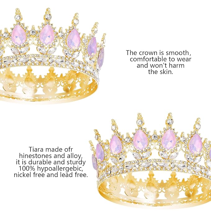 Queen Crown Rhinestone Wedding Crowns and Tiaras for Women Costume Party Hair Accessories Princess Birthday Crown Crystal Bridal Crown (Gold Fantasy Purple Crown)