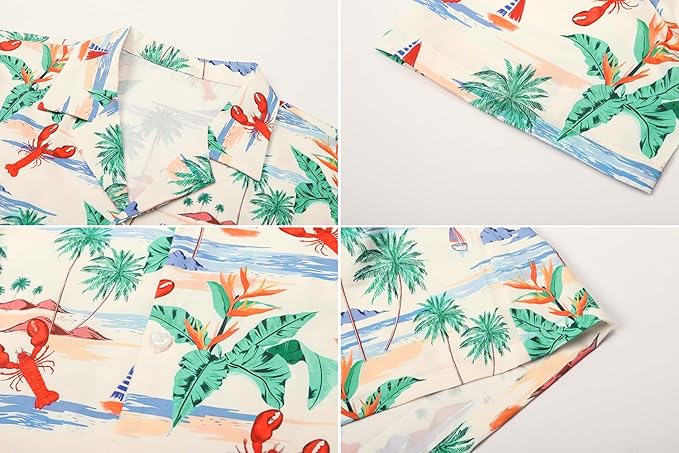 Cromoncent Matching Hawaiian Outfits for Family, Dad and Son Matching Luau Beach Tropical Shirts Mommy Daughter Tropical Sets