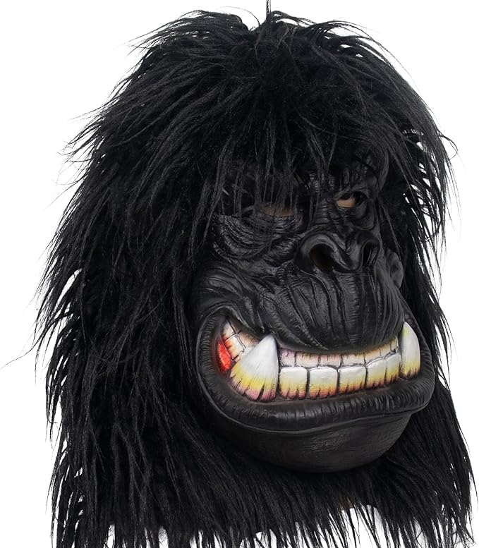 MOKRY PARTY Gorilla Mask Hairy Latex Animal Mask Monkey Head Mask Halloween Carnival Costume Mask