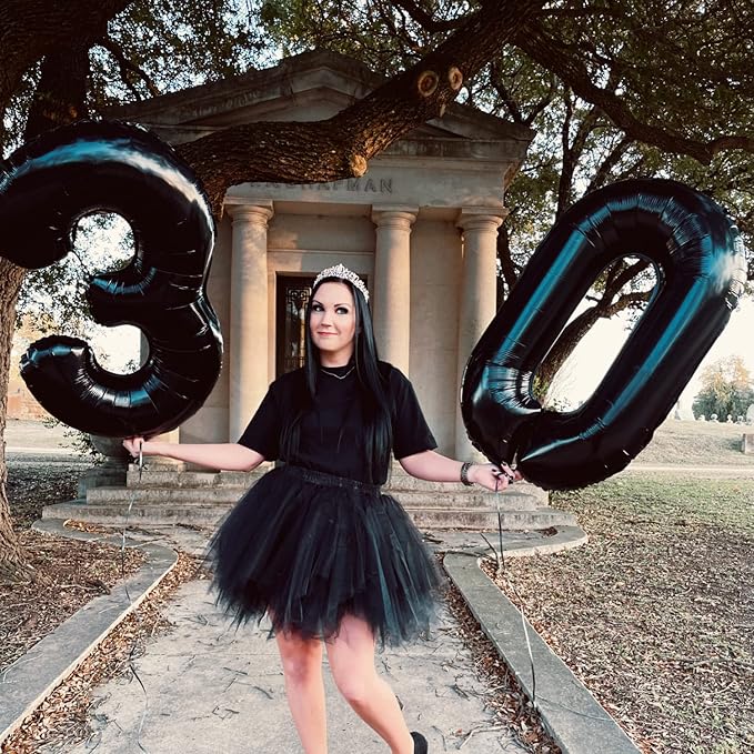 40" Black Number 3 Balloon for Birthday Party Decorations, Large Self Inflating Helium Foil Number Balloons Set 0-9 for Women Men 30th Birthday Graduation 3rd Anniversary Party Decorations Supplies