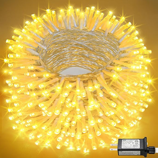 Christmas Lights Indoor, 132FT 400 LED Outdoor String Lights with 8 Modes Waterproof, Plug in Fairy Twinkle Lights Clear Wire for Bedroom Patio Window Garden Wedding Xmas Decorations