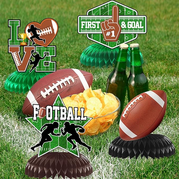 12Pcs Football Party Decorations Football Honeycomb Centerpieces Football Table Centerpiece Supplies for Football Birthday Party Tailgate Game Day Party Decorations Supplies
