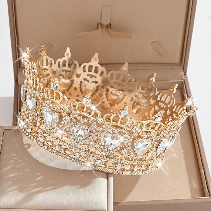 Queen Crown Wedding Rhinestone Heart Crowns and Tiaras for Women Costume Party Hair Accessories Princess BirthdayCrown Crystal Bridal Crown