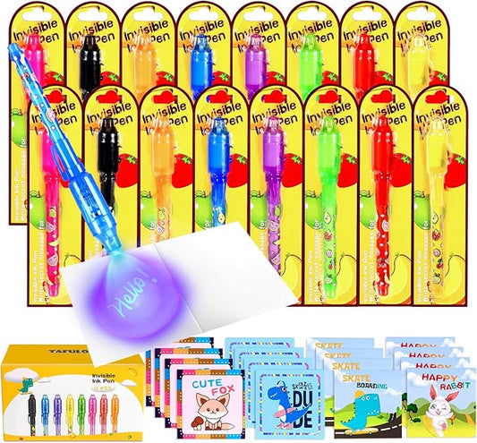 TAFULOR Invisible Ink Pen for Kids, Birthday Party Favors for Girls Boys, Spy Pens with UV Light Secret Message Magic Markers, Goody Bag Stuffers Toys for 4-12 Year Old Girls Boys Gift (16PCS)